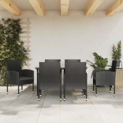 vidaXL 7-tlg. Garten-Essgruppe Schwarz Poly Rattan und Stahl