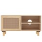 vidaXL TV-Schrank Braun 80x30x40 cm Massivholz Kiefer und Natur-Rattan vidaXL TV-Schrank Braun 80x30x40 cm Massivholz Kiefer und Natur-Rattan