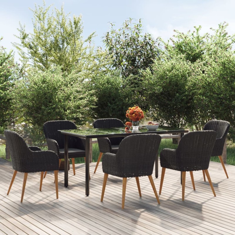 vidaXL 7-tlg. Garten-Essgruppe mit Kissen Schwarz vidaXL 7-tlg. Garten-Essgruppe mit Kissen Schwarz