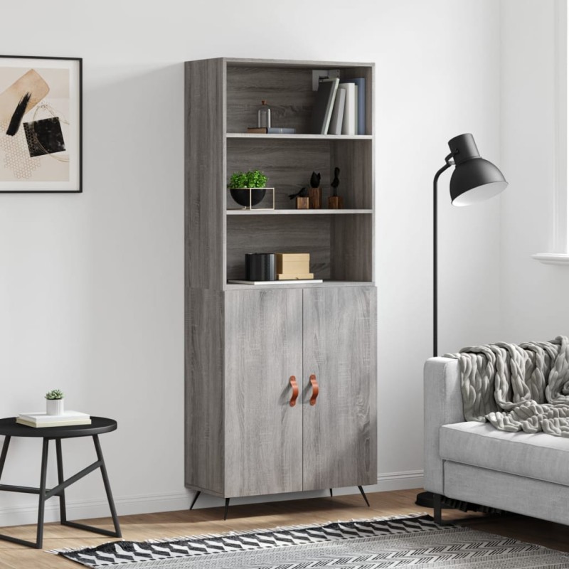 vidaXL Highboard Grau Sonoma 69,5x34x180 cm Holzwerkstoff vidaXL Highboard Grau Sonoma 69,5x34x180 cm Holzwerkstoff