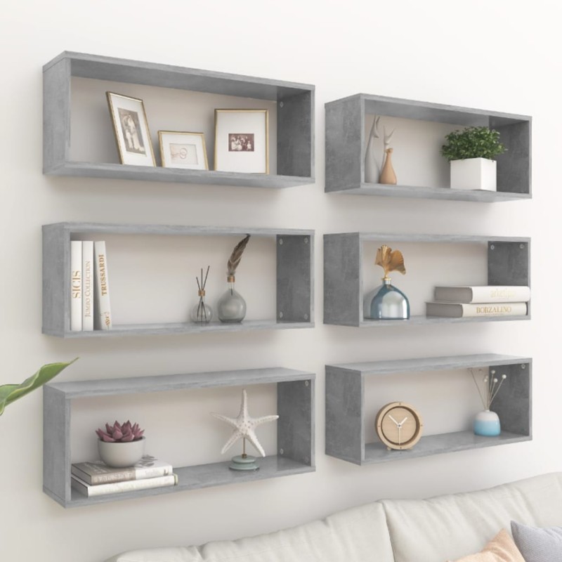 vidaXL Würfelregale 6 Stk. Betongrau 60x15x23 cm Holzwerkstoff vidaXL Würfelregale 6 Stk. Betongrau 60x15x23 cm Holzwerkstoff