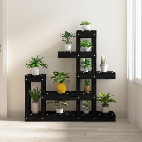 vidaXL Pflanzenständer Schwarz 92x25x97 cm Massivholz Kiefer
