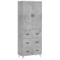 vidaXL Highboard Betongrau 69,5x34x180 cm Holzwerkstoff vidaXL Highboard Betongrau 69,5x34x180 cm Holzwerkstoff
