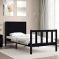 vidaXL Massivholzbett mit Kopfteil Schwarz 90x200 cm vidaXL Massivholzbett mit Kopfteil Schwarz 90x200 cm