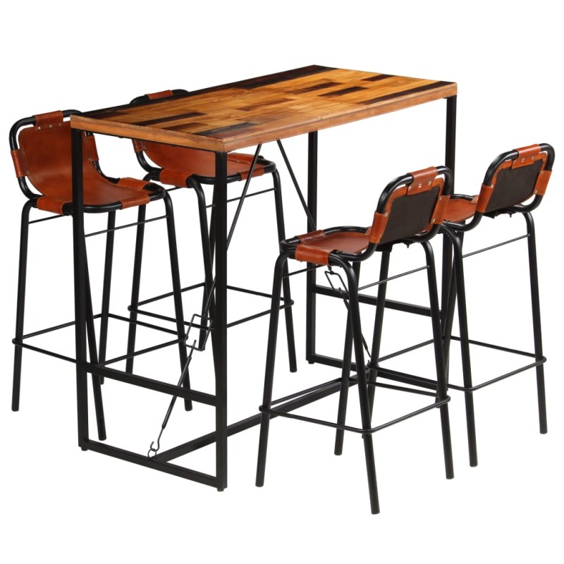 vidaXL Bar-Set 5-tlg. Altholz Massiv und echtes Ziegenleder vidaXL Bar-Set 5-tlg. Altholz Massiv und echtes Ziegenleder