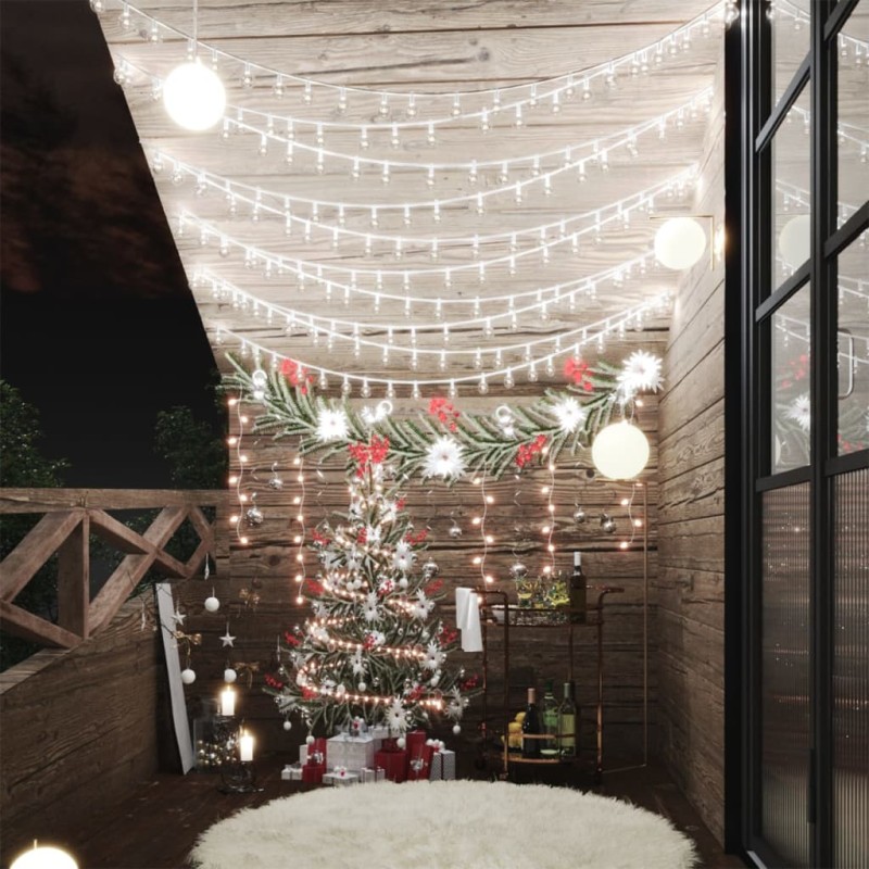 vidaXL Lichterkette Kugeln 20 m 200 LED Kaltweiß 8 Funktionen vidaXL Lichterkette Kugeln 20 m 200 LED Kaltweiß 8 Funktionen