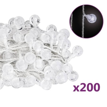 vidaXL Lichterkette Kugeln 20 m 200 LED Kaltweiß 8 Funktionen