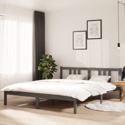 vidaXL Massivholzbett Grau 160x200 cm