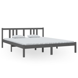 vidaXL Massivholzbett Grau 160x200 cm