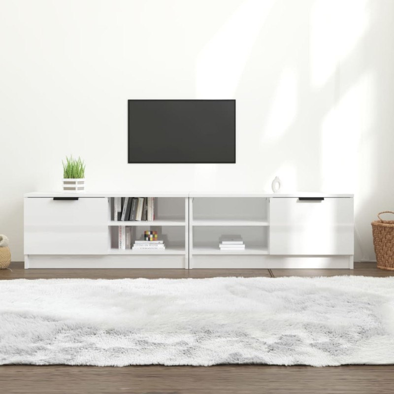 vidaXL TV-Schränke 2 Stk. Hochglanz Weiß 80x35x36,5cm Holzwerkstoff vidaXL TV-Schränke 2 Stk. Hochglanz Weiß 80x35x36,5cm Holzwerkstoff