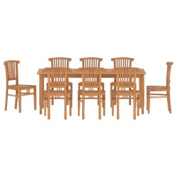 vidaXL 9-tlg. Garten-Essgruppe Massivholz Teak