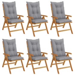 vidaXL Gartenstühle mit Kissen 6 Stk. Massivholz Teak