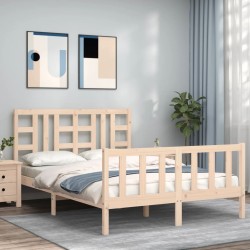 vidaXL Massivholzbett mit Kopfteil 160x200 cm