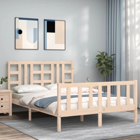 vidaXL Massivholzbett mit Kopfteil 160x200 cm