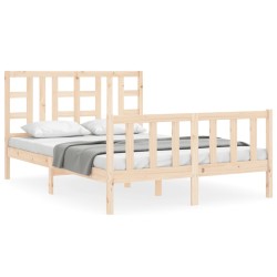 vidaXL Massivholzbett mit Kopfteil 160x200 cm