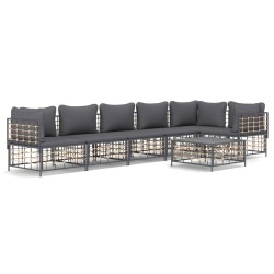 vidaXL 7-tlg. Garten-Lounge-Set mit Kissen Anthrazit Poly Rattan
