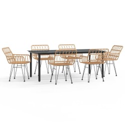 vidaXL 7-tlg. Garten-Essgruppe Poly Rattan