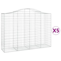 vidaXL Gabionen mit Hochbogen 5 Stk. 200x50x140/160cm Verzinktes Eisen