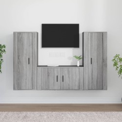 vidaXL 3-tlg. TV-Schrank-Set Grau Sonoma Holzwerkstoff