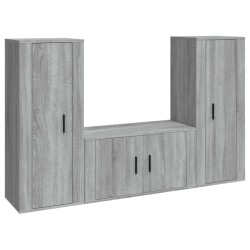 vidaXL 3-tlg. TV-Schrank-Set Grau Sonoma Holzwerkstoff