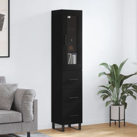 vidaXL Highboard Schwarz 34,5x34x180 cm Holzwerkstoff