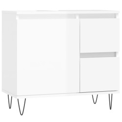 vidaXL Badschrank Hochglanz-Weiß 65x33x60 cm Holzwerkstoff