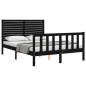 vidaXL Massivholzbett mit Kopfteil Schwarz 140x190 cm vidaXL Massivholzbett mit Kopfteil Schwarz 140x190 cm