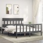 vidaXL Massivholzbett mit Kopfteil Grau 160x200 cm vidaXL Massivholzbett mit Kopfteil Grau 160x200 cm