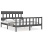 vidaXL Massivholzbett mit Kopfteil Grau 160x200 cm vidaXL Massivholzbett mit Kopfteil Grau 160x200 cm