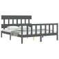 vidaXL Massivholzbett mit Kopfteil Grau 160x200 cm vidaXL Massivholzbett mit Kopfteil Grau 160x200 cm