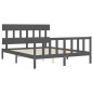 vidaXL Massivholzbett mit Kopfteil Grau 160x200 cm vidaXL Massivholzbett mit Kopfteil Grau 160x200 cm