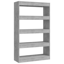 vidaXL Bücherregal/Raumteiler Betongrau 80x30x135 cm Holzwerkstoff