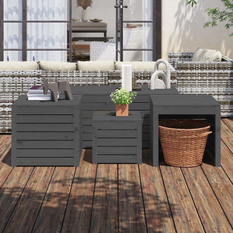 vidaXL 4-tlg. Gartenbox-Set Grau Massivholz Kiefer vidaXL 4-tlg. Gartenbox-Set Grau Massivholz Kiefer
