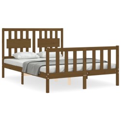 vidaXL Massivholzbett mit Kopfteil Honigbraun 120x200 cm