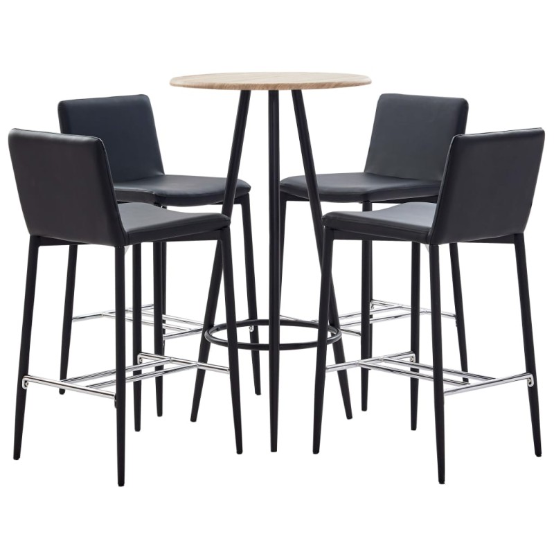 5-tlg. Bar-Set Kunstleder Schwarz 5-tlg. Bar-Set Kunstleder Schwarz