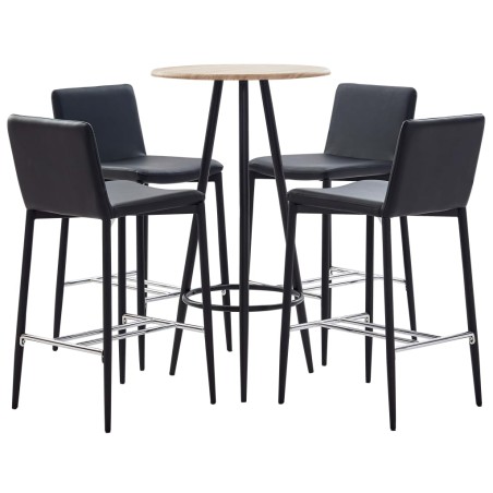 5-tlg. Bar-Set Kunstleder Schwarz