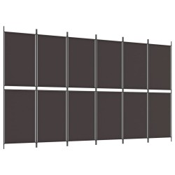 vidaXL 6-tlg. Paravent Braun 300x180 cm Stoff