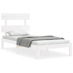 vidaXL Massivholzbett mit Kopfteil Weiß 90x200 cm