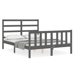 vidaXL Massivholzbett mit Kopfteil Grau 120x200 cm
