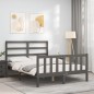 vidaXL Massivholzbett mit Kopfteil Grau 120x200 cm vidaXL Massivholzbett mit Kopfteil Grau 120x200 cm
