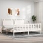 vidaXL Massivholzbett mit Kopfteil Weiß 180x200 cm vidaXL Massivholzbett mit Kopfteil Weiß 180x200 cm