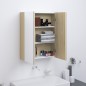 vidaXL Bad-Spiegelschrank 60x15x75 cm MDF Weiß und Eiche-Optik vidaXL Bad-Spiegelschrank 60x15x75 cm MDF Weiß und Eiche-Optik