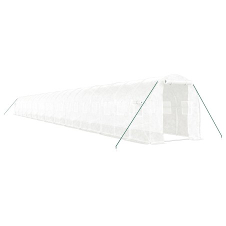 vidaXL Gewächshaus mit Stahlrahmen Weiß 48 m² 24x2x2 m