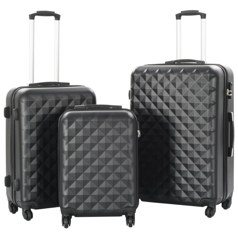 vidaXL Hartschalen-Trolley-Set 3 Stk. Schwarz ABS vidaXL Hartschalen-Trolley-Set 3 Stk. Schwarz ABS
