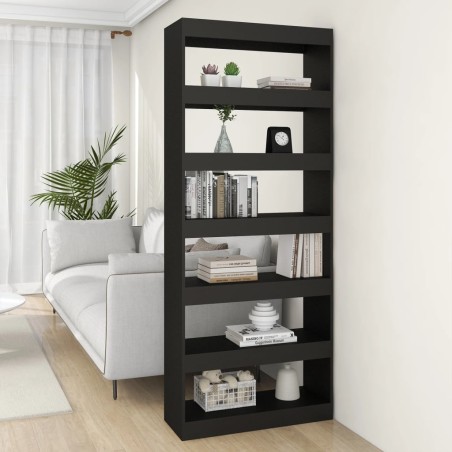 vidaXL Bücherregal/Raumteiler Schwarz 80x30x198 cm Holzwerkstoff