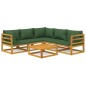vidaXL 6-tlg. Garten-Lounge-Set mit Grünen Kissen Massivholz vidaXL 6-tlg. Garten-Lounge-Set mit Grünen Kissen Massivholz