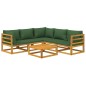 vidaXL 6-tlg. Garten-Lounge-Set mit Grünen Kissen Massivholz vidaXL 6-tlg. Garten-Lounge-Set mit Grünen Kissen Massivholz