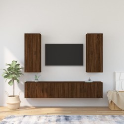 vidaXL 4-tlg. TV-Schrank-Set Braun Eichen-Optik Holzwerkstoff