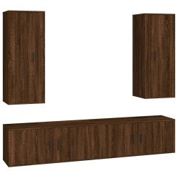 vidaXL 4-tlg. TV-Schrank-Set Braun Eichen-Optik Holzwerkstoff