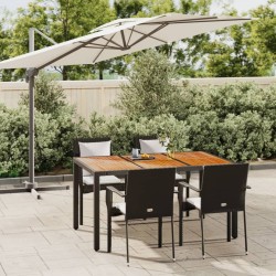 vidaXL 5-tlg. Garten-Essgruppe mit Kissen Schwarz Poly Rattan